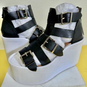 NIB Jeffrey Campbell Achilles, Black/White Platform Sandals